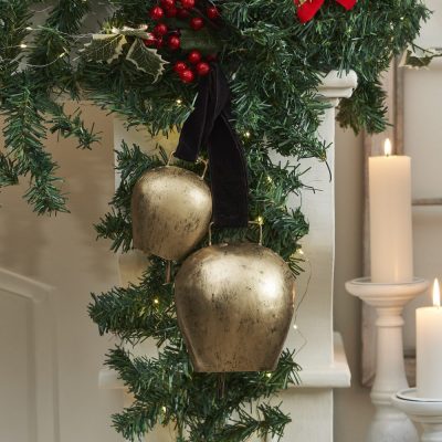 Antique Gold Metal Bell Set of 2 - 5.5/7.5 inch