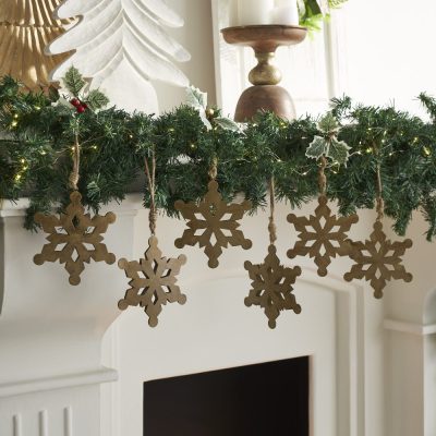 Antique Gold Metal Snowflake Ornament Set of 6 - 6 inch