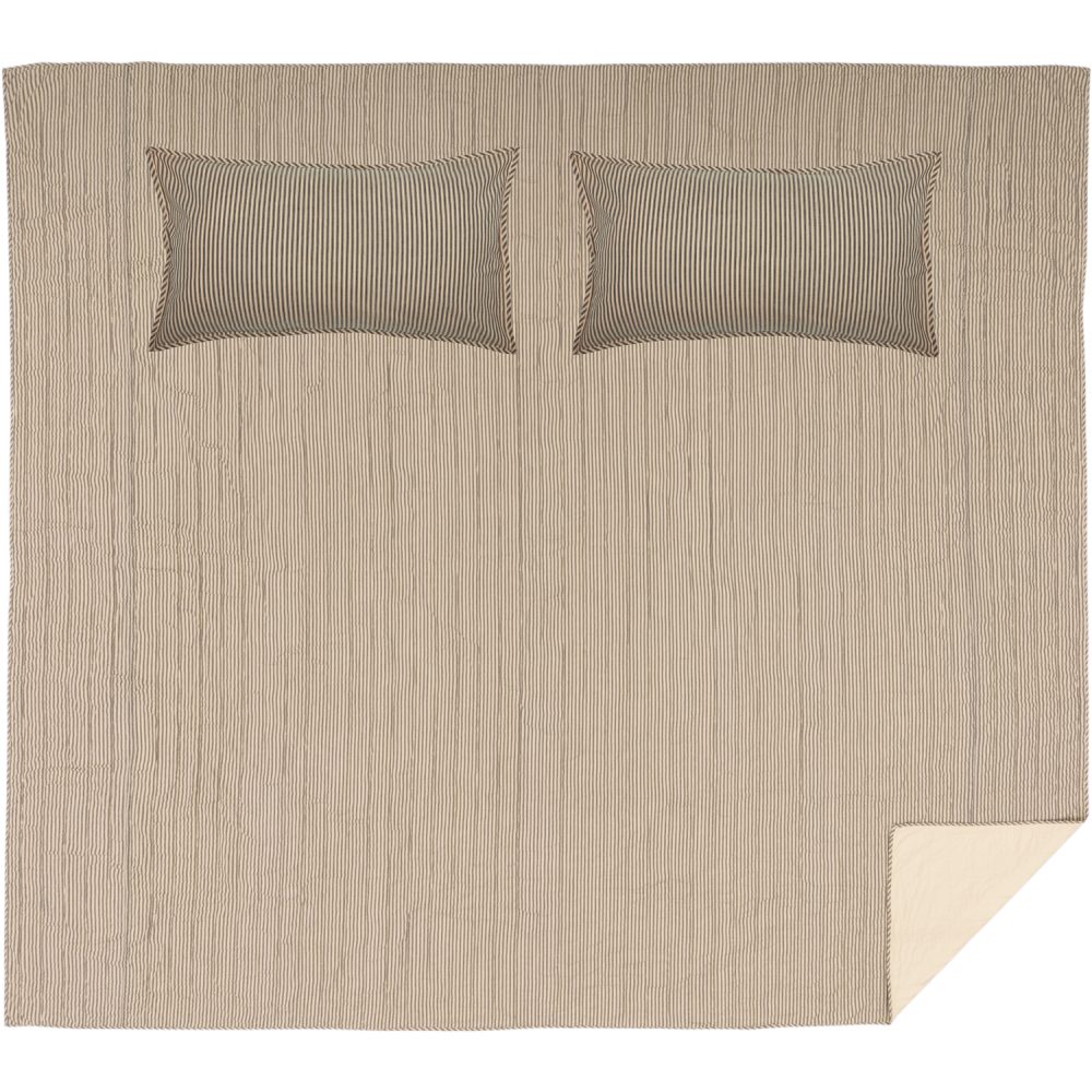 Sawyer Mill Charcoal Ticking Stripe California King Quilt Set; 1-Quilt 130Wx115L w/2 Shams 21x37 5pc Bundle (Quilt-Shams, Pillow Cases) - Image 2