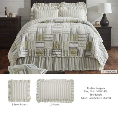Finders Keepers King Quilt 106Wx97L 5pc Bundle (Quilt, Euro Shams, Shams)