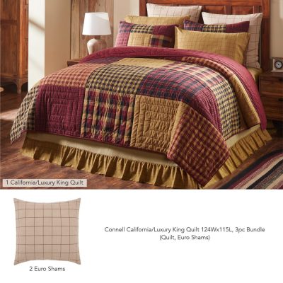 Connell California/Luxury King Quilt 124Wx115L 3pc Bundle (Quilt, Euro Shams)