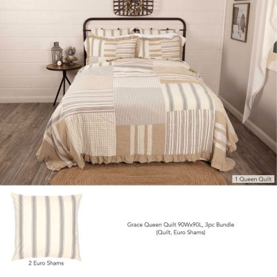 Grace Queen Quilt 90Wx90L 3pc Bundle (Quilt, Euro Shams)