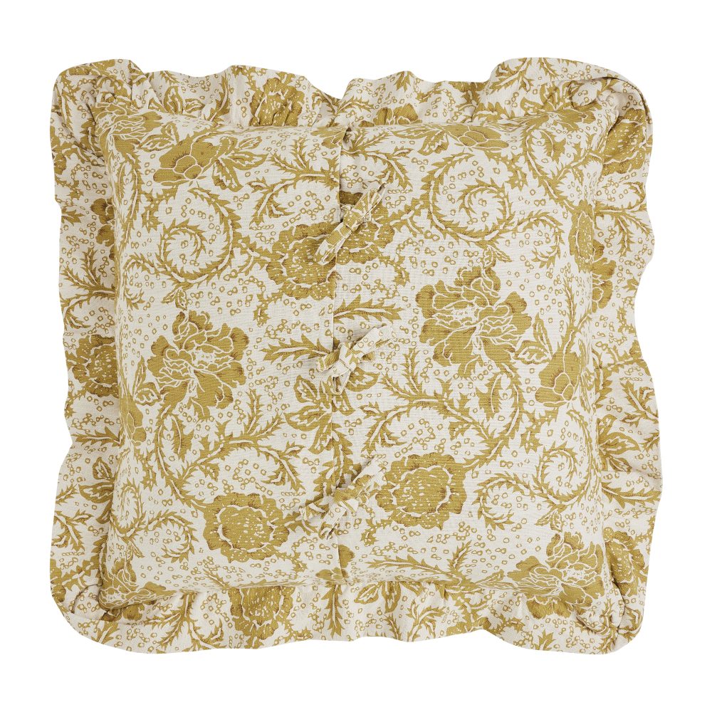 Dorset Gold Floral Queen Quilt 90Wx90L 8pc Bundle (Quilt, Pillow Cases, Euro Shams, Bed Skirt, Shams) - Image 5