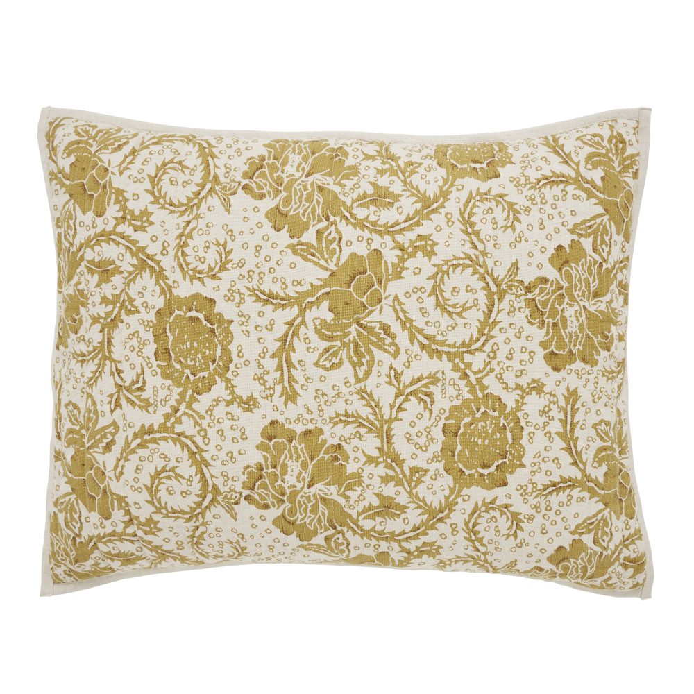 Dorset Gold Floral Queen Quilt 90Wx90L 8pc Bundle (Quilt, Pillow Cases, Euro Shams, Bed Skirt, Shams) - Image 6