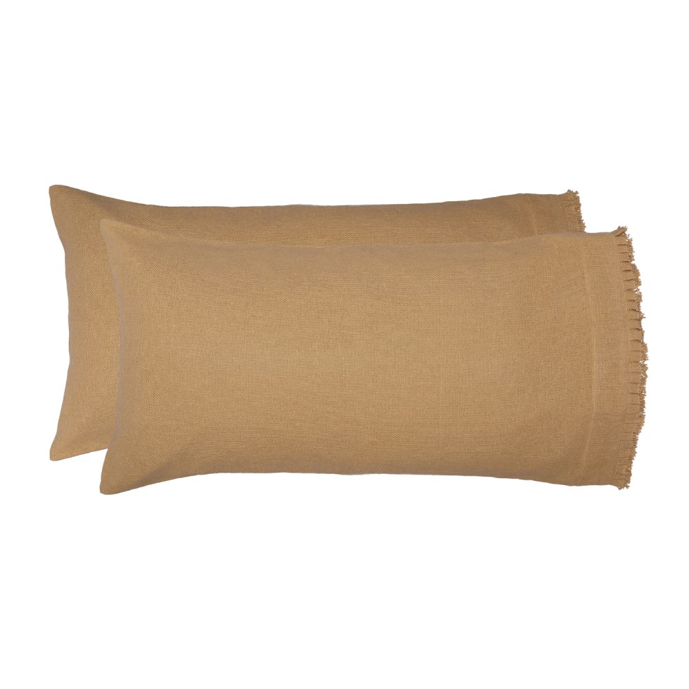 Burlap Natural Ruffled King Bed Skirt 78x80x16 3pc Bundle (Bed Skirt, Pillow Cases) - Image 3