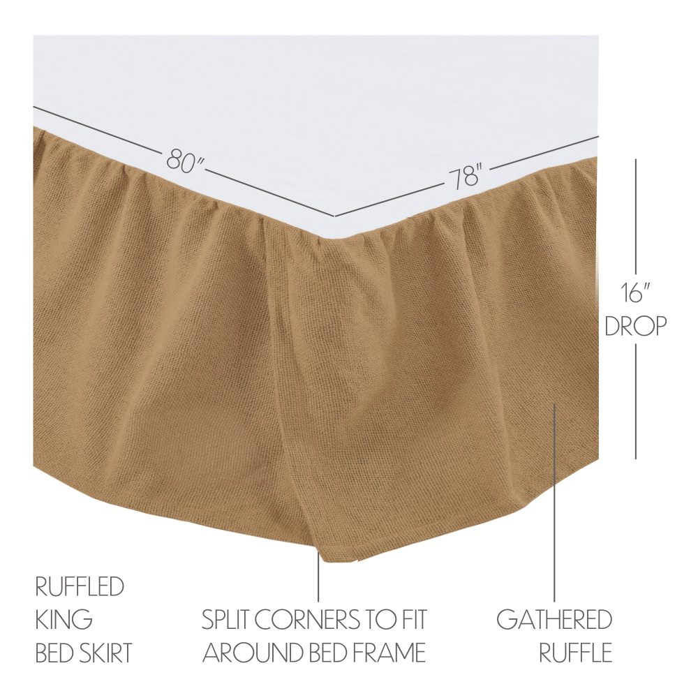 Burlap Natural Ruffled King Bed Skirt 78x80x16 3pc Bundle (Bed Skirt, Pillow Cases) - Image 4