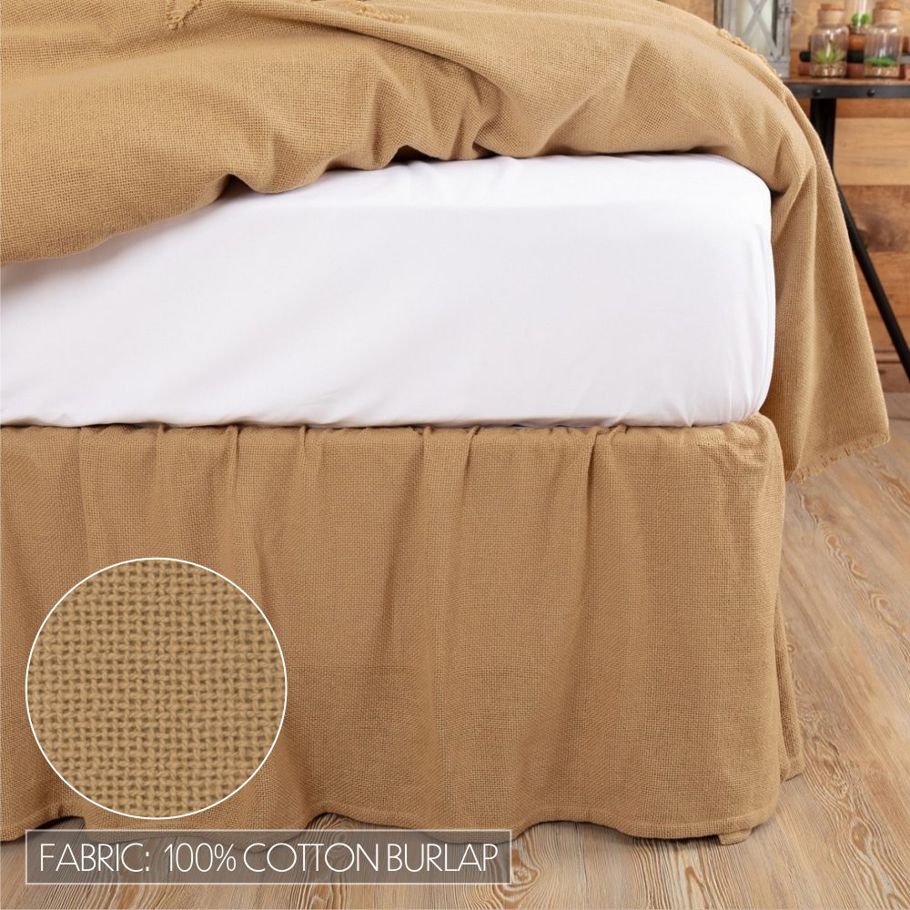 Burlap Natural Ruffled King Bed Skirt 78x80x16 3pc Bundle (Bed Skirt, Pillow Cases) - Image 5