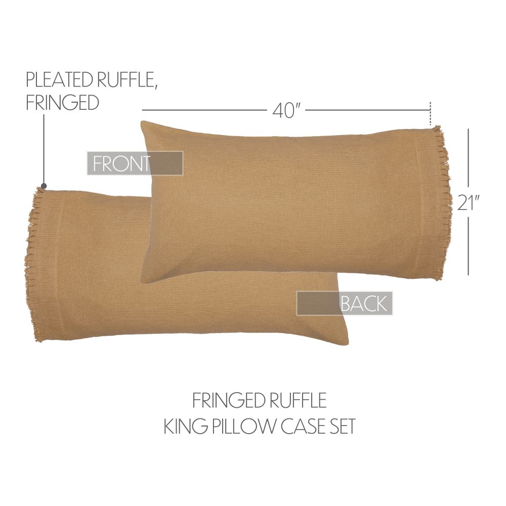 Burlap Natural Ruffled King Bed Skirt 78x80x16 3pc Bundle (Bed Skirt, Pillow Cases) - Image 6