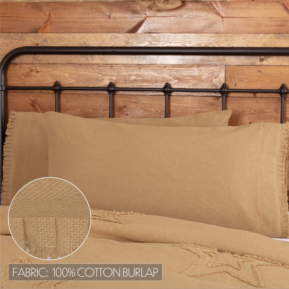 Burlap Natural Ruffled King Bed Skirt 78x80x16 3pc Bundle (Bed Skirt, Pillow Cases) - Image 7