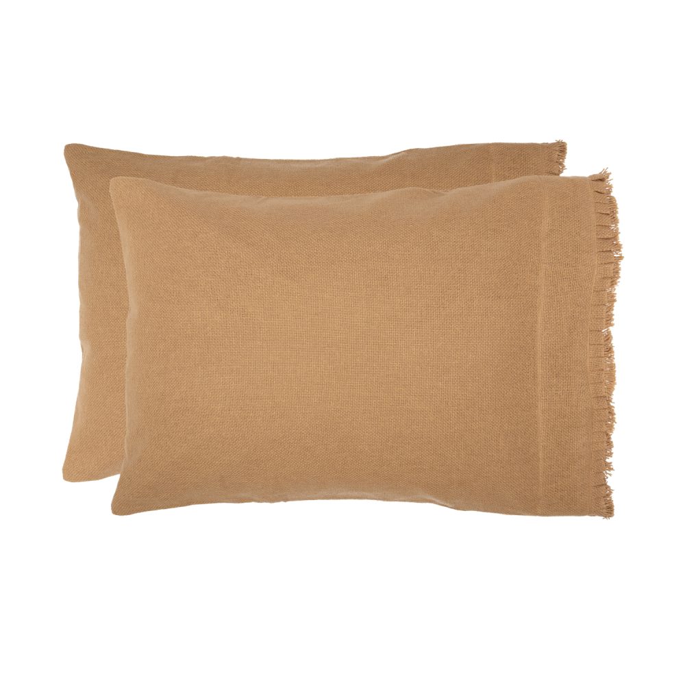 Burlap Natural Ruffled Queen Bed Skirt 60x80x16 3pc Bundle (Bed Skirt, Pillow Cases) - Image 2
