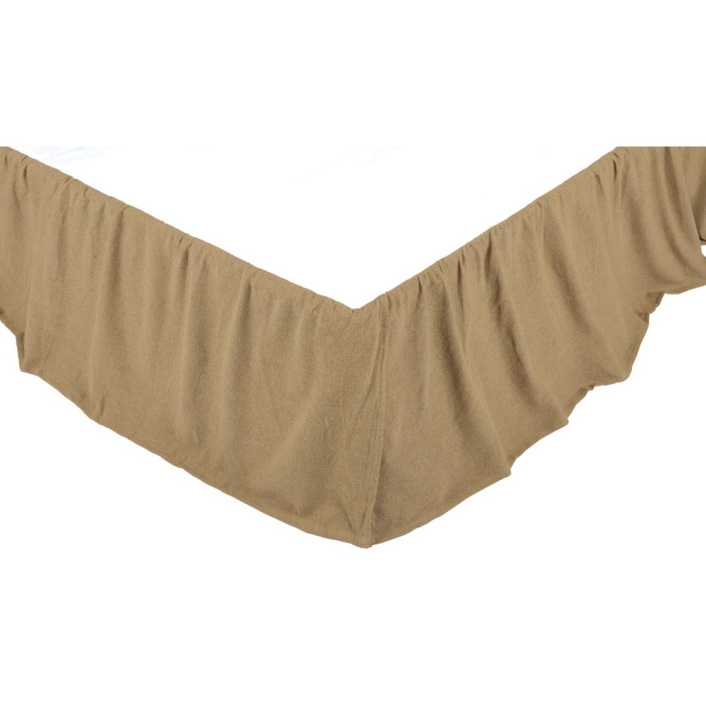 Burlap Natural Ruffled Queen Bed Skirt 60x80x16 3pc Bundle (Bed Skirt, Pillow Cases) - Image 3