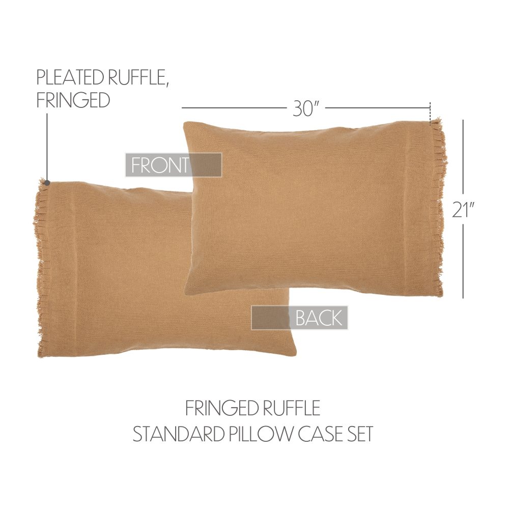 Burlap Natural Ruffled Queen Bed Skirt 60x80x16 3pc Bundle (Bed Skirt, Pillow Cases) - Image 6