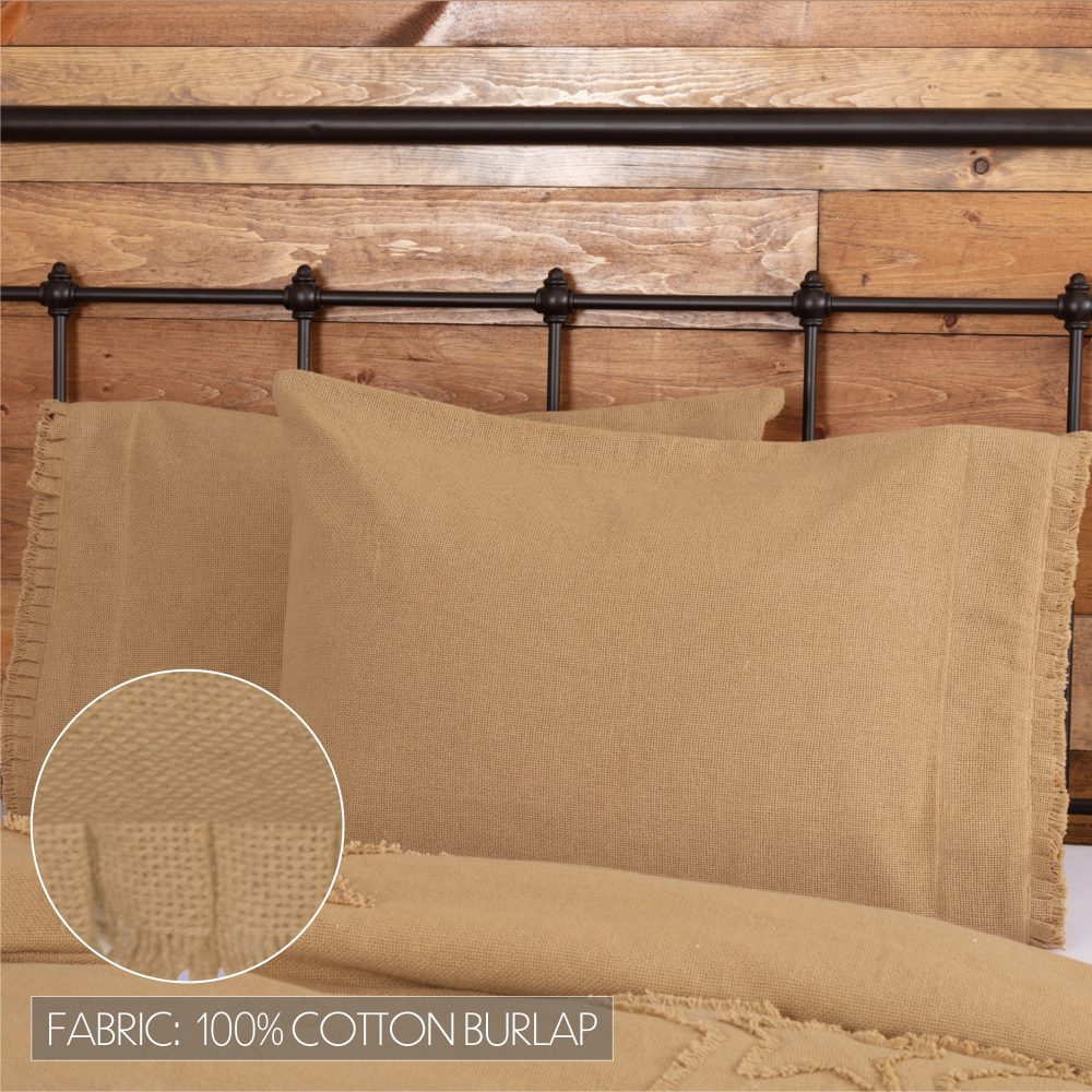 Burlap Natural Ruffled Queen Bed Skirt 60x80x16 3pc Bundle (Bed Skirt, Pillow Cases) - Image 7