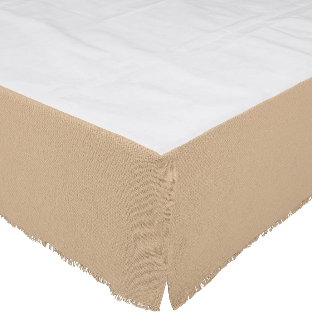 Burlap Vintage Fringed Twin Bed Skirt 39x76x16 3pc Bundle (Bed Skirt, Pillow Cases) - Image 2