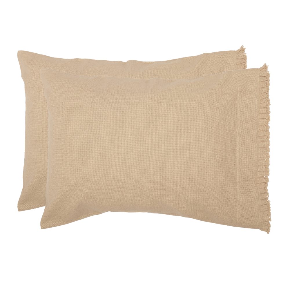 Burlap Vintage Fringed Twin Bed Skirt 39x76x16 3pc Bundle (Bed Skirt, Pillow Cases) - Image 3