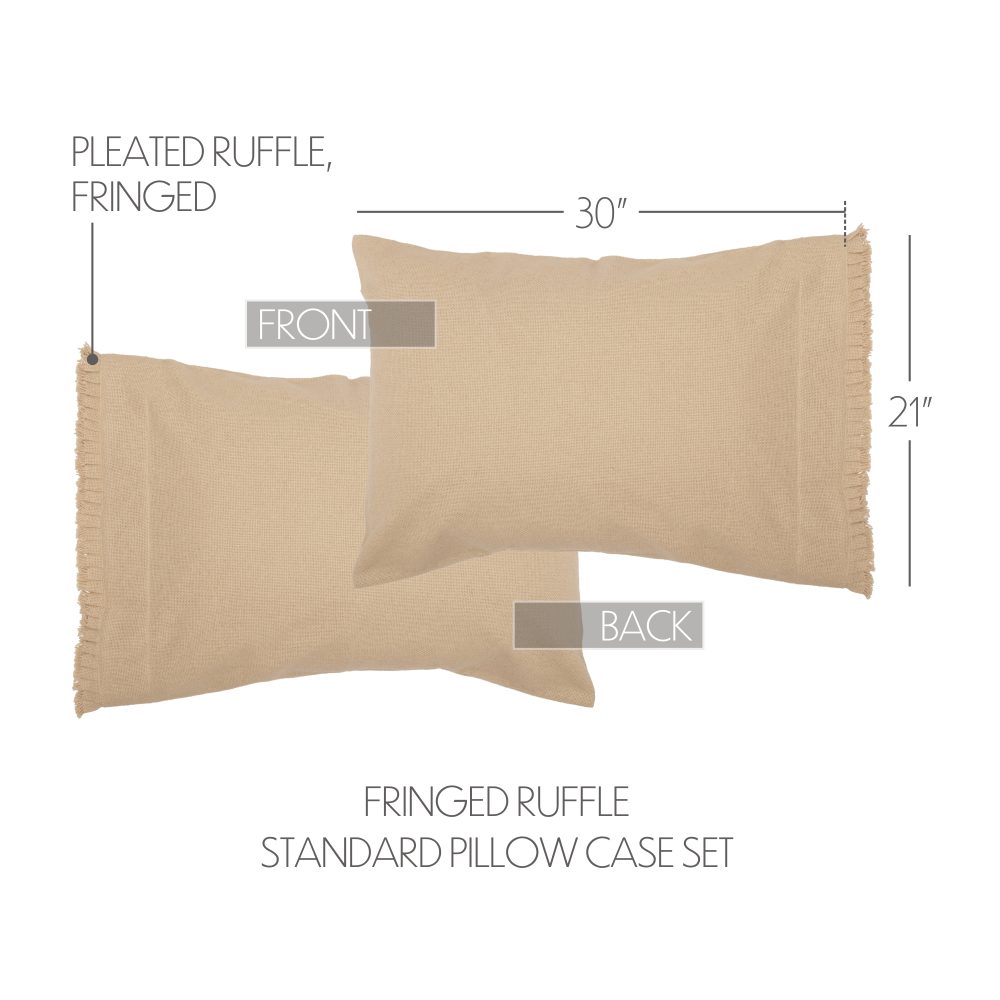 Burlap Vintage Fringed Twin Bed Skirt 39x76x16 3pc Bundle (Bed Skirt, Pillow Cases) - Image 5