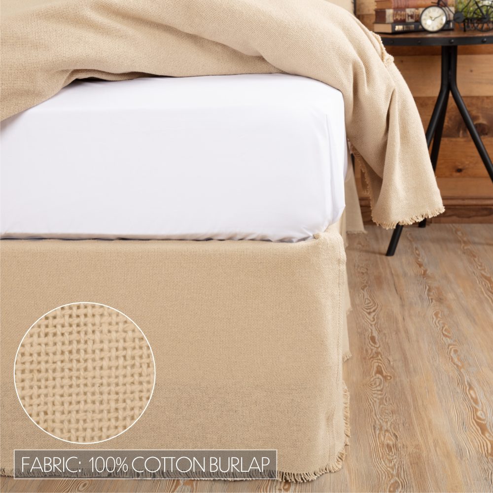Burlap Vintage Fringed Twin Bed Skirt 39x76x16 3pc Bundle (Bed Skirt, Pillow Cases) - Image 7