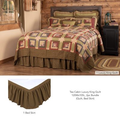 Tea Cabin Luxury King Quilt 120Wx105L 2pc Bundle (Quilt, Bed Skirt)