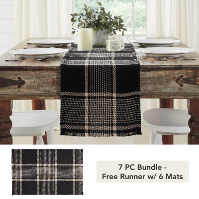 Eston Black Tan Plaid Runner 12x48 (7 PC Bundle)