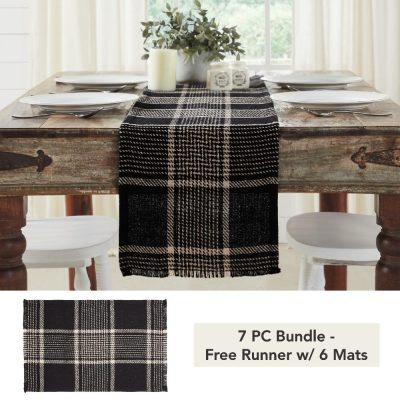 Eston Black Tan Plaid Runner 12x60 (7 PC Bundle)