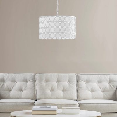 Hampton Hill Abbot 4-Light Glass Drum Shade Chandelier in White, One Size FB150-1160