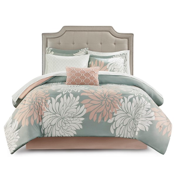 Madison Park Essentials Maible Comforter Set with Cotton Bed Sheets in Blush/Grey, Queen MPE10-861 - Image 3