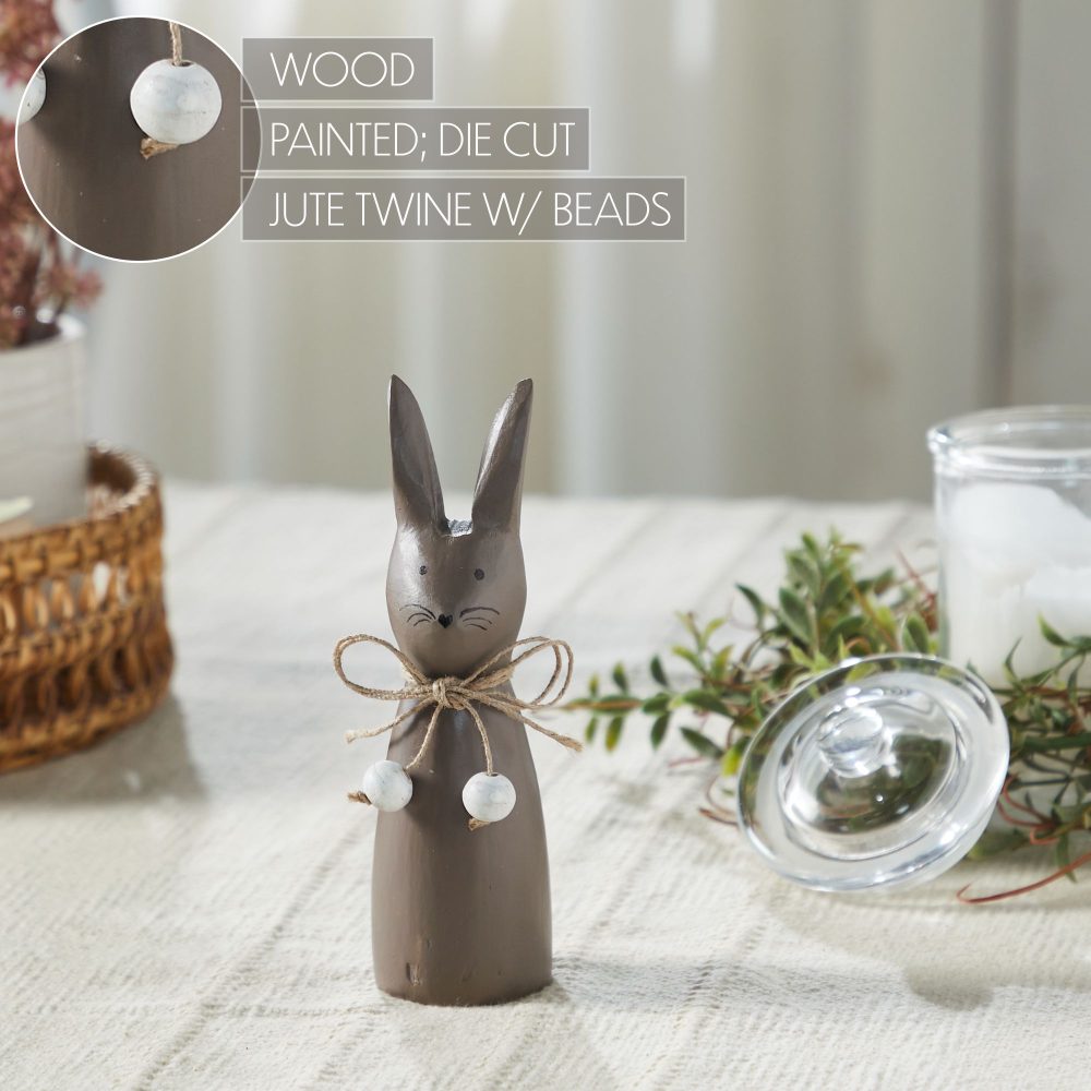 Spring In Bloom Wooden Cone Bunny - Folk Art Style Easter Tabletop Accent - Painted Finish - 6.5 Tall (2PC Bundle) - Image 3