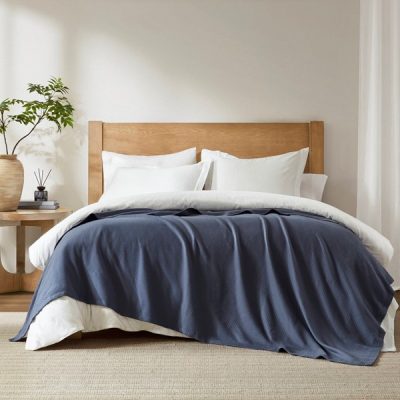 Madison Park Liquid Cotton Blanket in Navy, King MP51N-8381