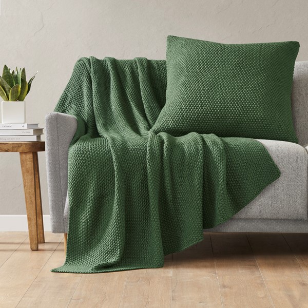 INK+IVY Bree Knit Euro Pillow Cover in Green, 26x26" II21-1306 - Image 6