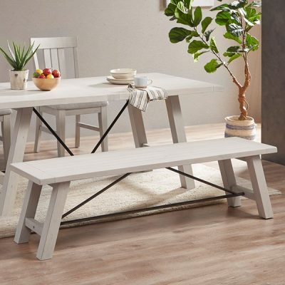 INK+IVY Sonoma Dining Bench in Reclaimed White, One Size II112-0447