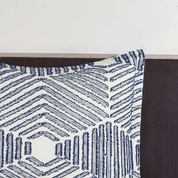 INK+IVY Ellipse Cotton Jacquard Comforter Set in Navy, Full/Queen II10-1069 - Image 5