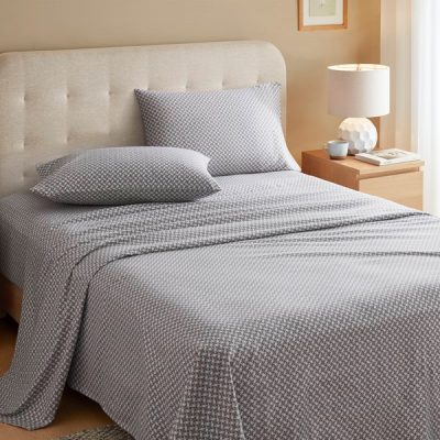 True North by Sleep Philosophy Cozy Cotton Flannel Printed Sheet Set in Snowflake, Full TN20-0620
