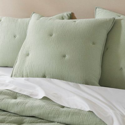 Harbor House Blue Breeze cotton gauze embroidered Euro Sham in Sage, Euro Sham HH11-1891