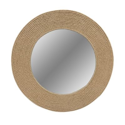 Madison Park Cove Natural Jute Rope Round Wall Mirror 26" in Natural, One Size MP95F-0267