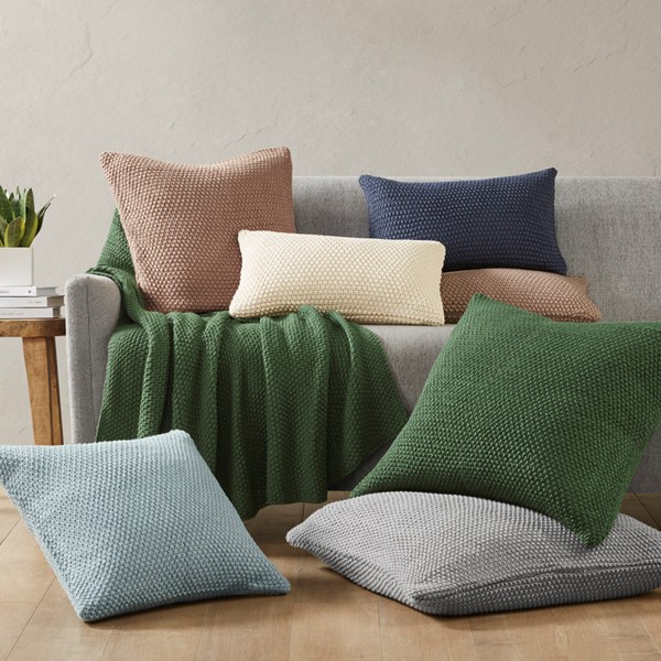INK+IVY Bree Knit Euro Pillow Cover in Indigo, 26x26" II30-1147 - Image 3