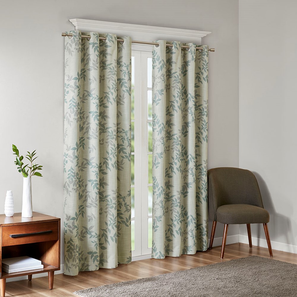 SunSmart Julie Printed Botanical Blackout Curtain Panel in Aqua, 50x95" SS40-0025 - Image 2