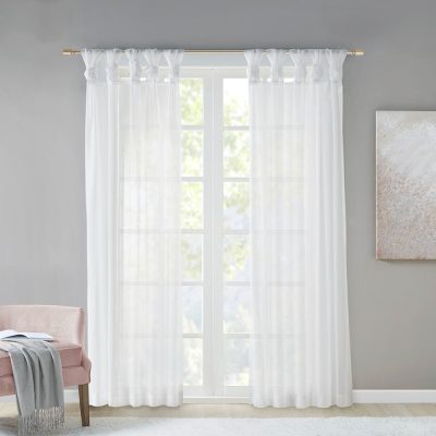 Madison Park Ceres Twist Tab Voile Sheer Window Pair in White, 2-PK 50x63" MP40-5467