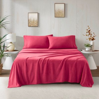 True North by Sleep Philosophy Micro Fleece Sheet Set in Red, Twin SHET20-534
