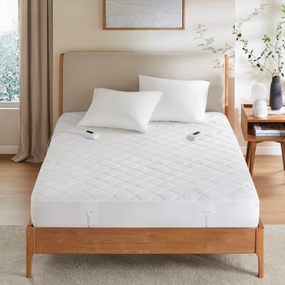 Serta Microfiber Zoned Heated Mattress Pad in White, Queen ST55-4533