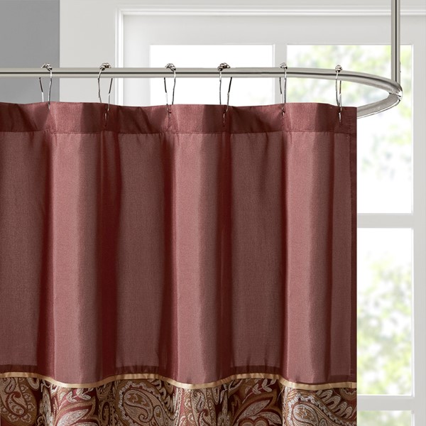 Madison Park Aubrey Jacquard Shower Curtain in Burgundy, 72x72" MP70-3034 - Image 3