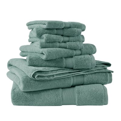 Madison Park Signature 800GSM 100% Cotton 8 Piece Towel Set in Dusty Green, 8-Piece MPS73-194