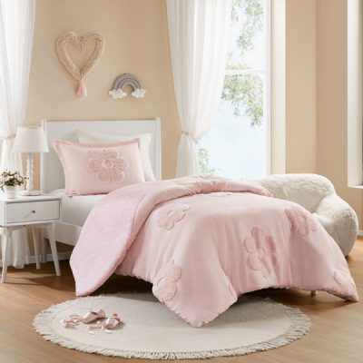 Urban Habitat Kids Gracie Floral Reversible Tufted Chenille Duvet Cover Set in Pink, Twin UHK12-0238