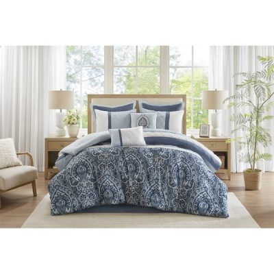 510 Design Shawnee 8 Piece Comforter Set in Blue, Queen 5DS10-0255
