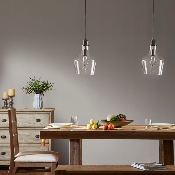 INK+IVY Auburn Bell Shaped Hanging Glass Pendant Light in Bronze/Clear, Dia.9" MP151-0198 - Image 2