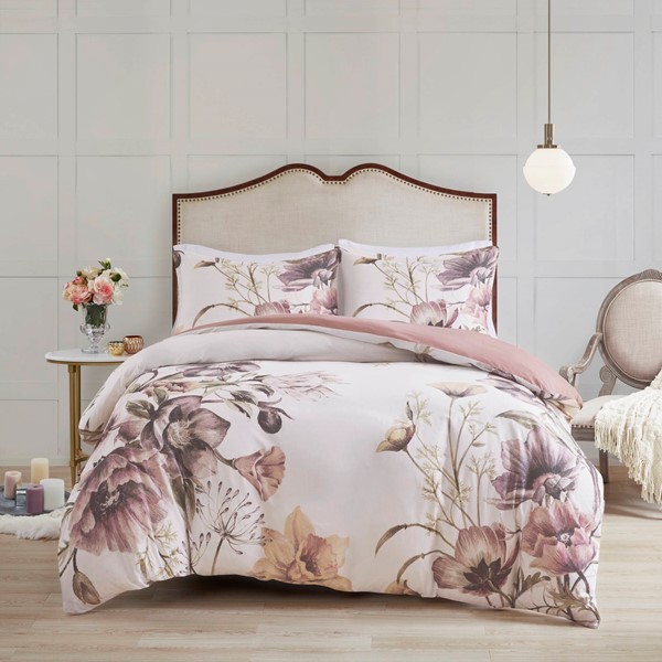 Madison Park Cassandra 3 Piece Cotton Printed Duvet Cover Set in Blush, King/Cal King MP12-6168 - Image 5