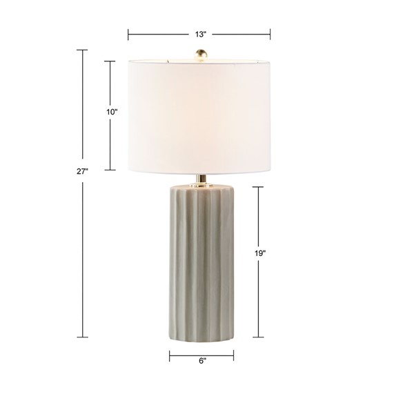 INK+IVY Glendale Ribbed Ceramic Table Lamp in Grey, One Size MT153-0051 - Image 3