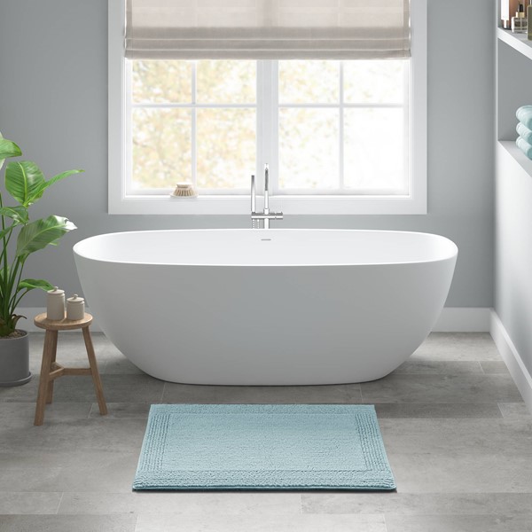 Madison Park Signature Splendor 100% Cotton Tufted 3000 GSM Reversible Bath Rug in Blue, 24x44" MPS72-576 - Image 2