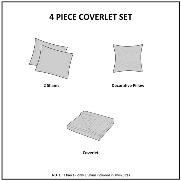 Madison Park Pure Ronan 4 Piece Cotton Quilt Set with Trhow Pillow in Blue, Full/Queen MPP13-049 - Image 5