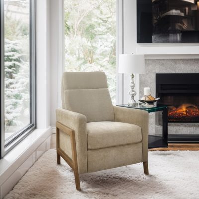 Chapel Hill Luna Recliner With Wood Frame in Beige, One Size CH103-0043