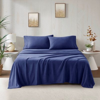 True North by Sleep Philosophy Micro Fleece Sheet Set in Navy, Twin TN20-0448